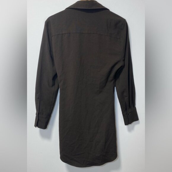 Zara TRF Chain Link Long Sleeve Buttondown Dress Dark Brown size S - Picture 5 of 8